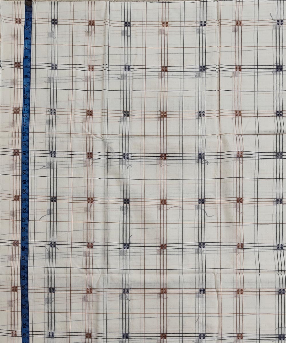 White Sambalpuri Handwoven Single Ikat Shirting Materials Image 4