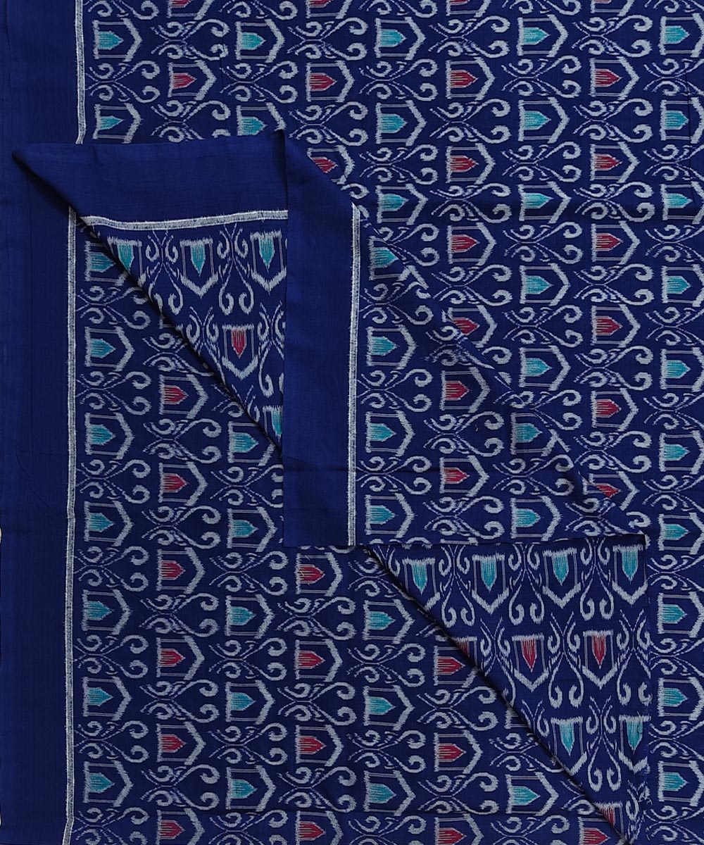 Blue Sambalpuri Handwoven Single Ikat Shirting Materials Image 3