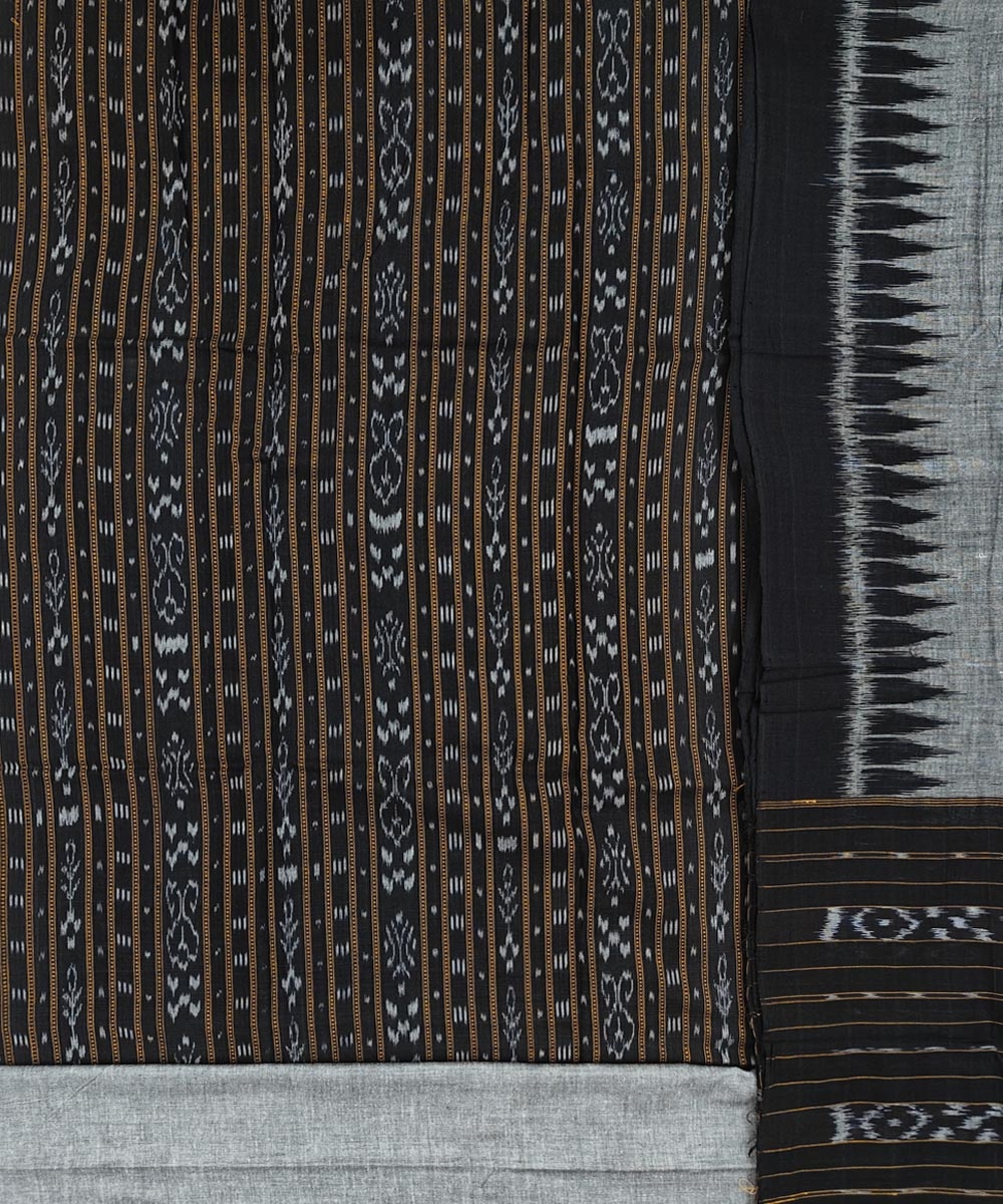 Black Gray Sambalpuri Handwoven Double Ikat Suit Image 2
