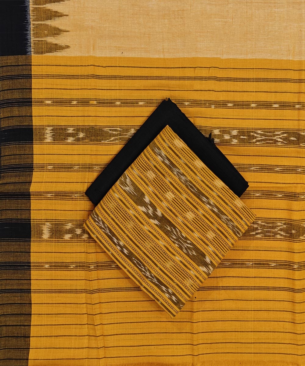 Yellow Black Sambalpuri Handwoven Double Ikat Suit Image 1
