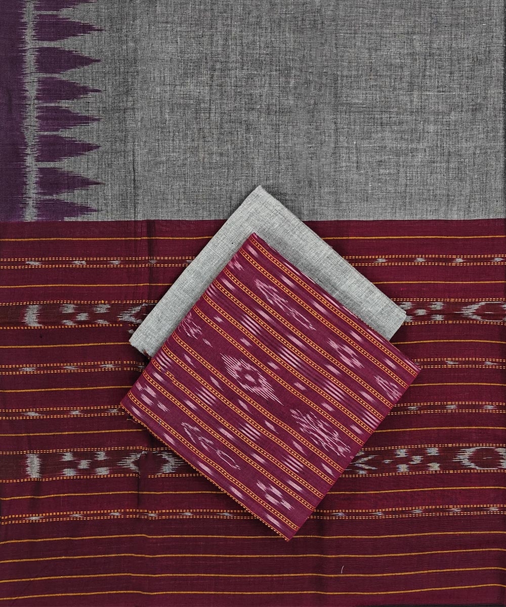 Purple Sambalpuri Handwoven Double Ikat Suit Image 1