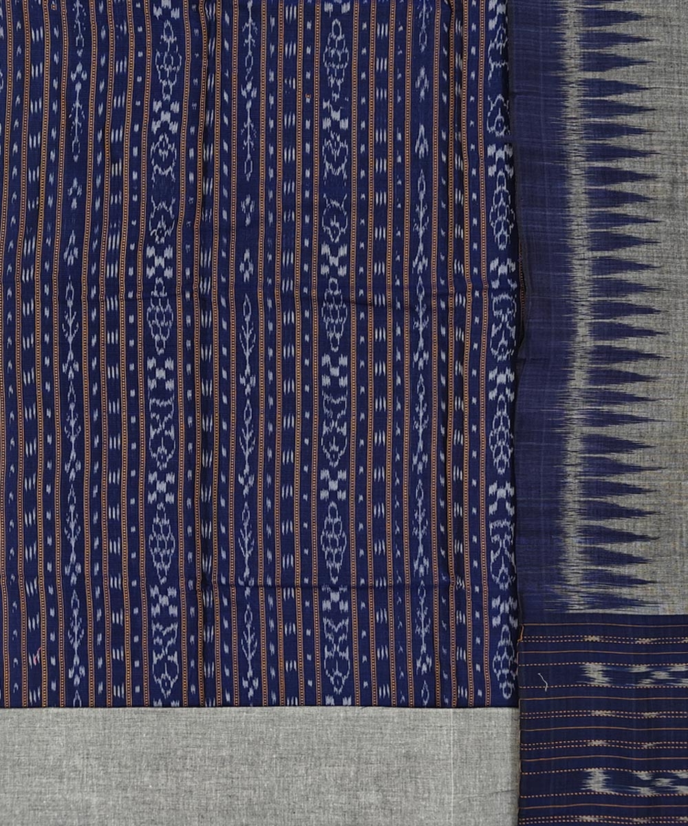 Blue Gray Sambalpuri Handwoven Double Ikat Suit Image 2