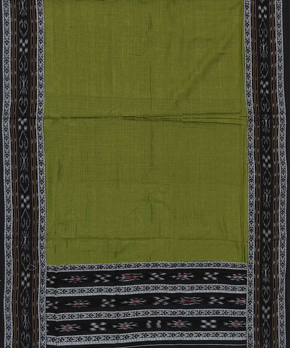 Black Green Sambalpuri Handwoven Double Ikat Suit Image 4