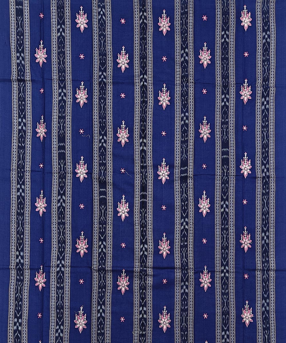 Blue Pink Sambalpuri Handwoven Double Ikat Suit Image 3