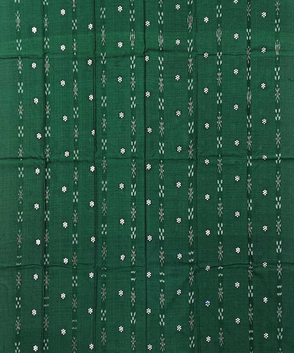 Green White Sambalpuri Handwoven Double Ikat Suit Image 3