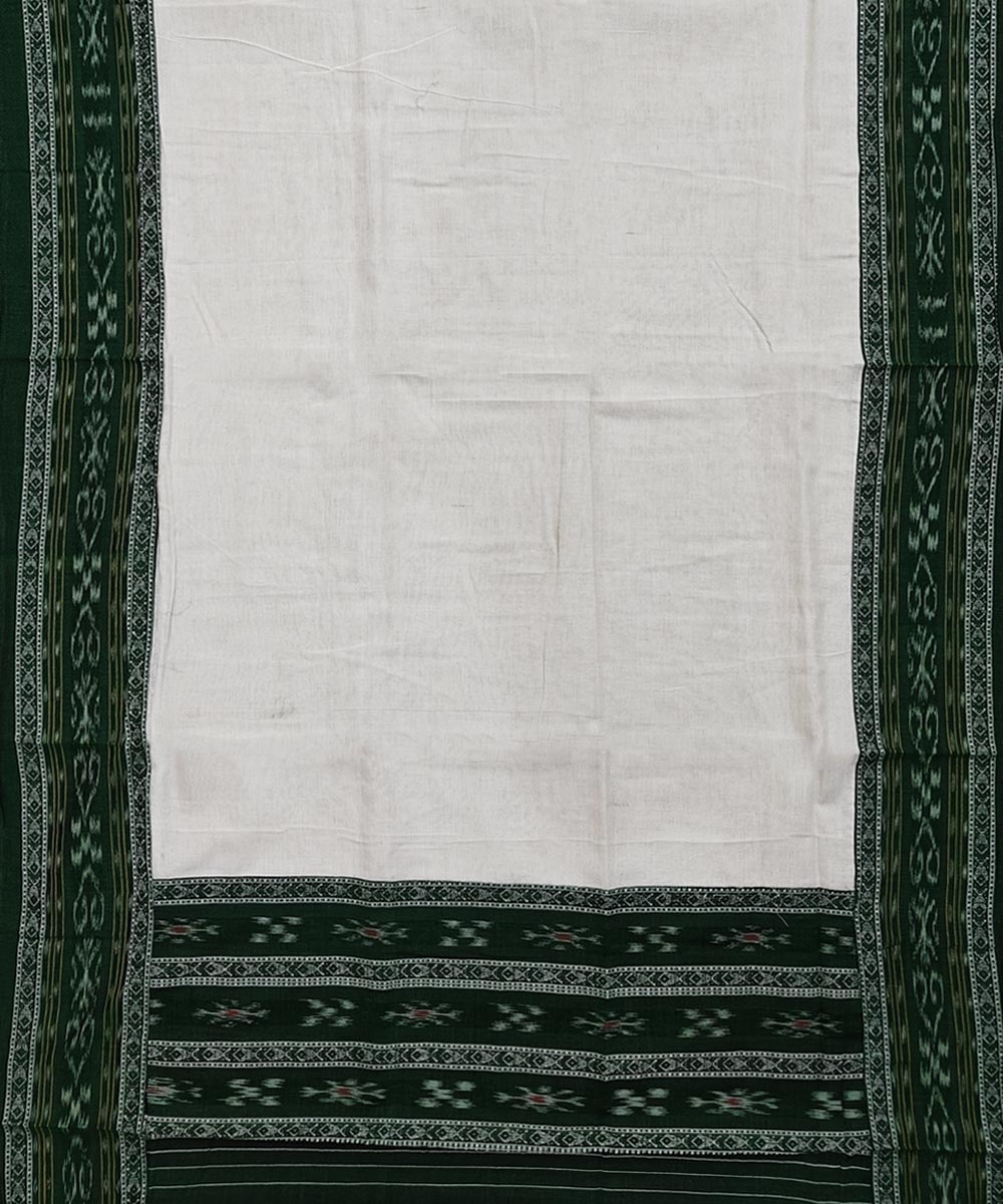 Green White Sambalpuri Handwoven Double Ikat Suit Image 4