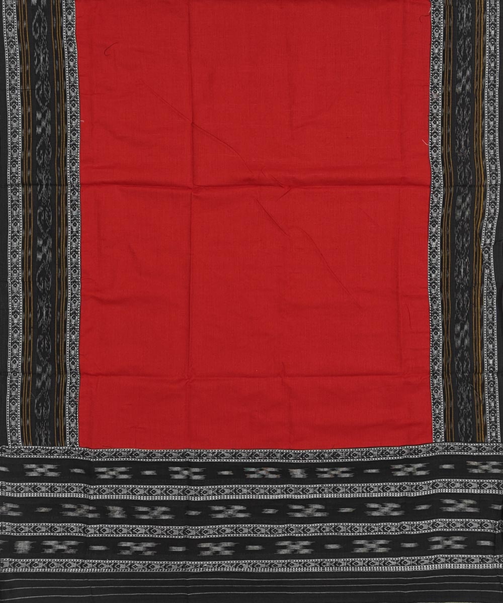 Black Red Sambalpuri Handwoven Double Ikat Suit Image 4
