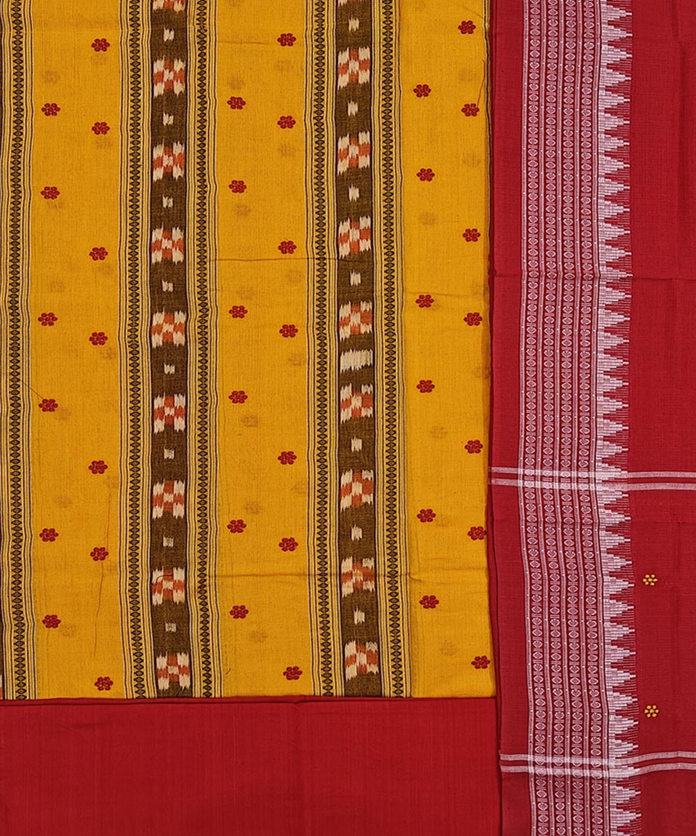 Yellow Red Sambalpuri Handwoven Double Ikat Suit Image 2