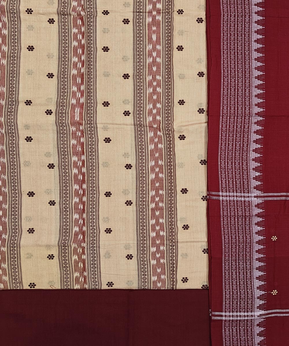 Beige Maroon Sambalpuri Handwoven Double Ikat Suit Image 2