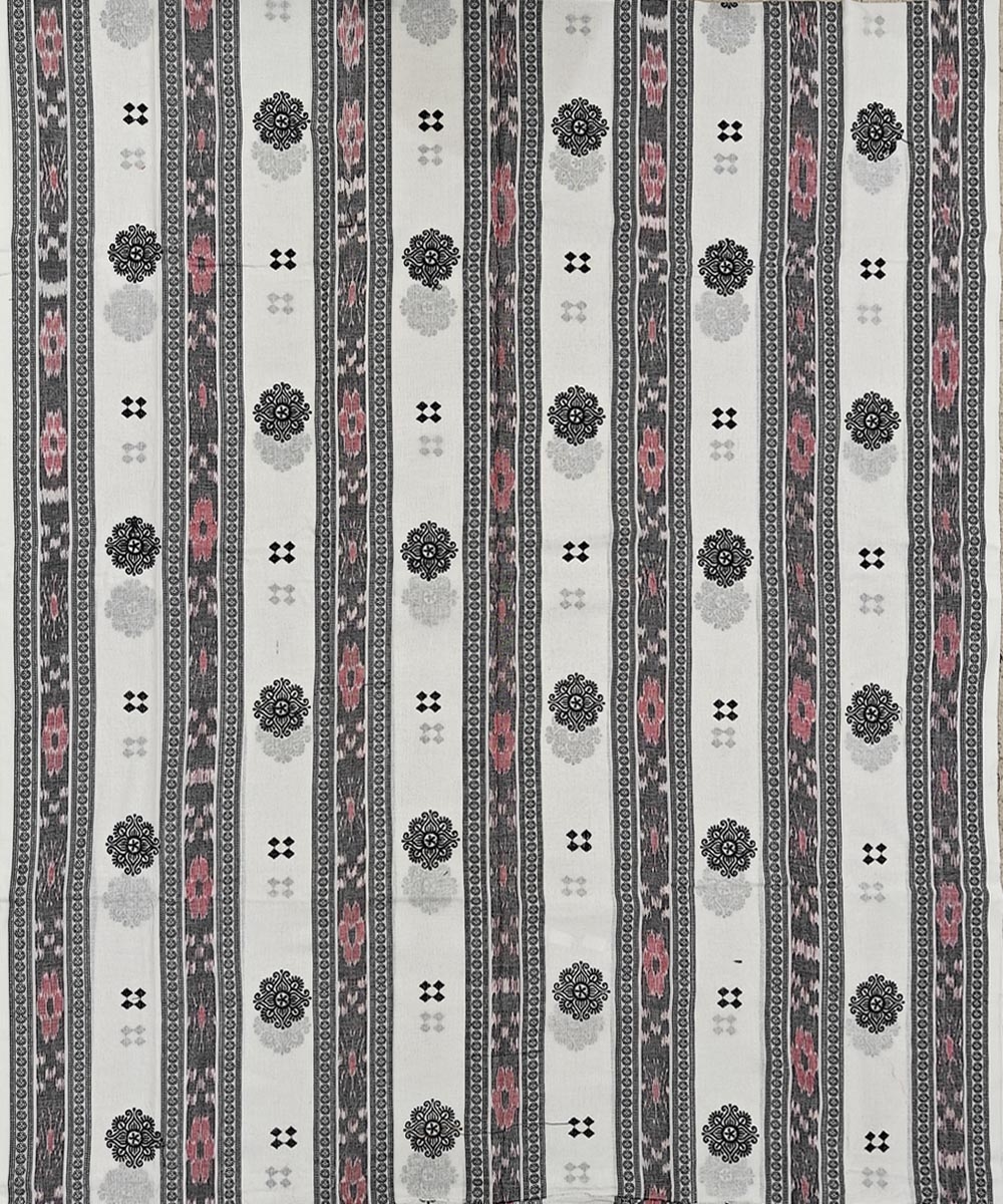 White Black Sambalpuri Handwoven Double Ikat Suit Image 3