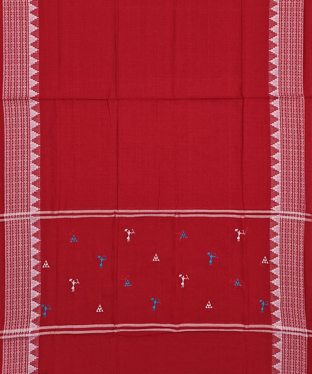 Red Sambalpuri Handwoven Double Ikat Suit Image 4