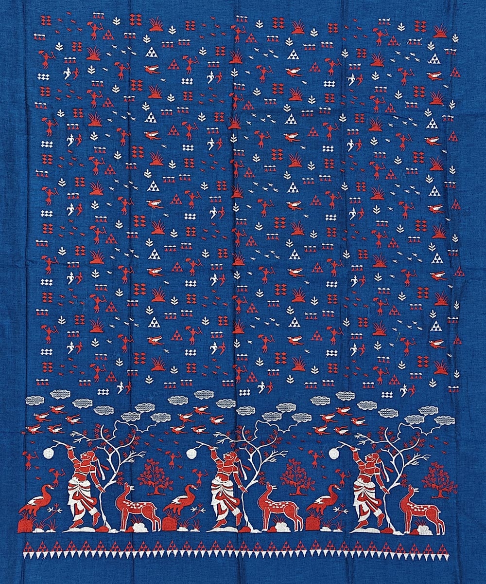 Blue Black Sambalpuri Handwoven Double Ikat Suit Image 3