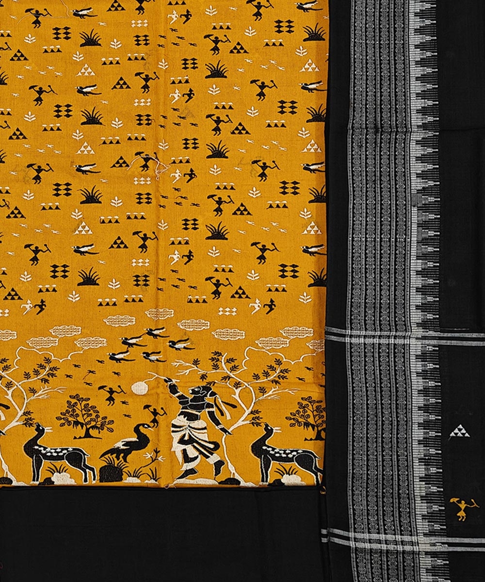 Yellow Black Sambalpuri Handwoven Double Ikat Suit Image 2