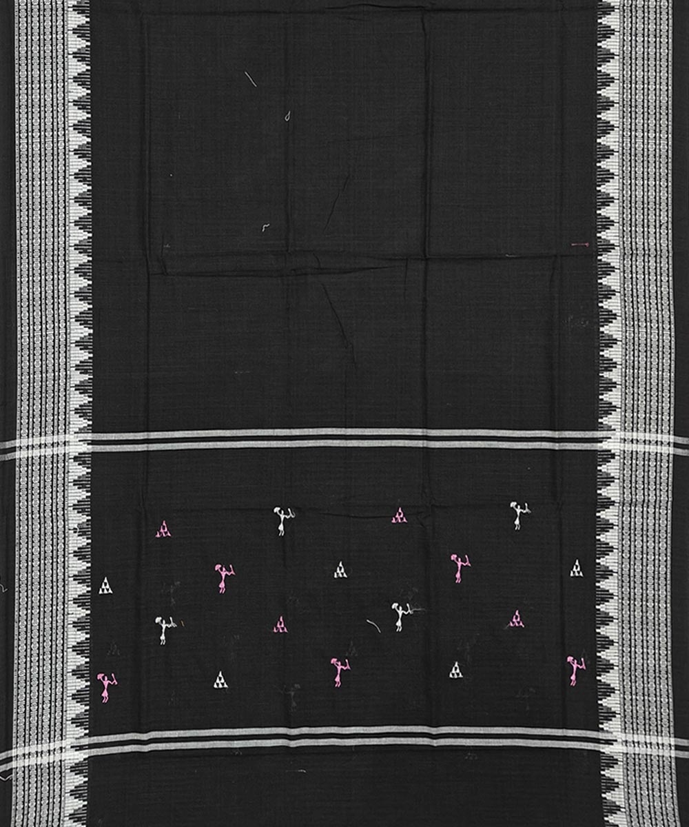 Pink Black Sambalpuri Handwoven Double Ikat Suit Image 4