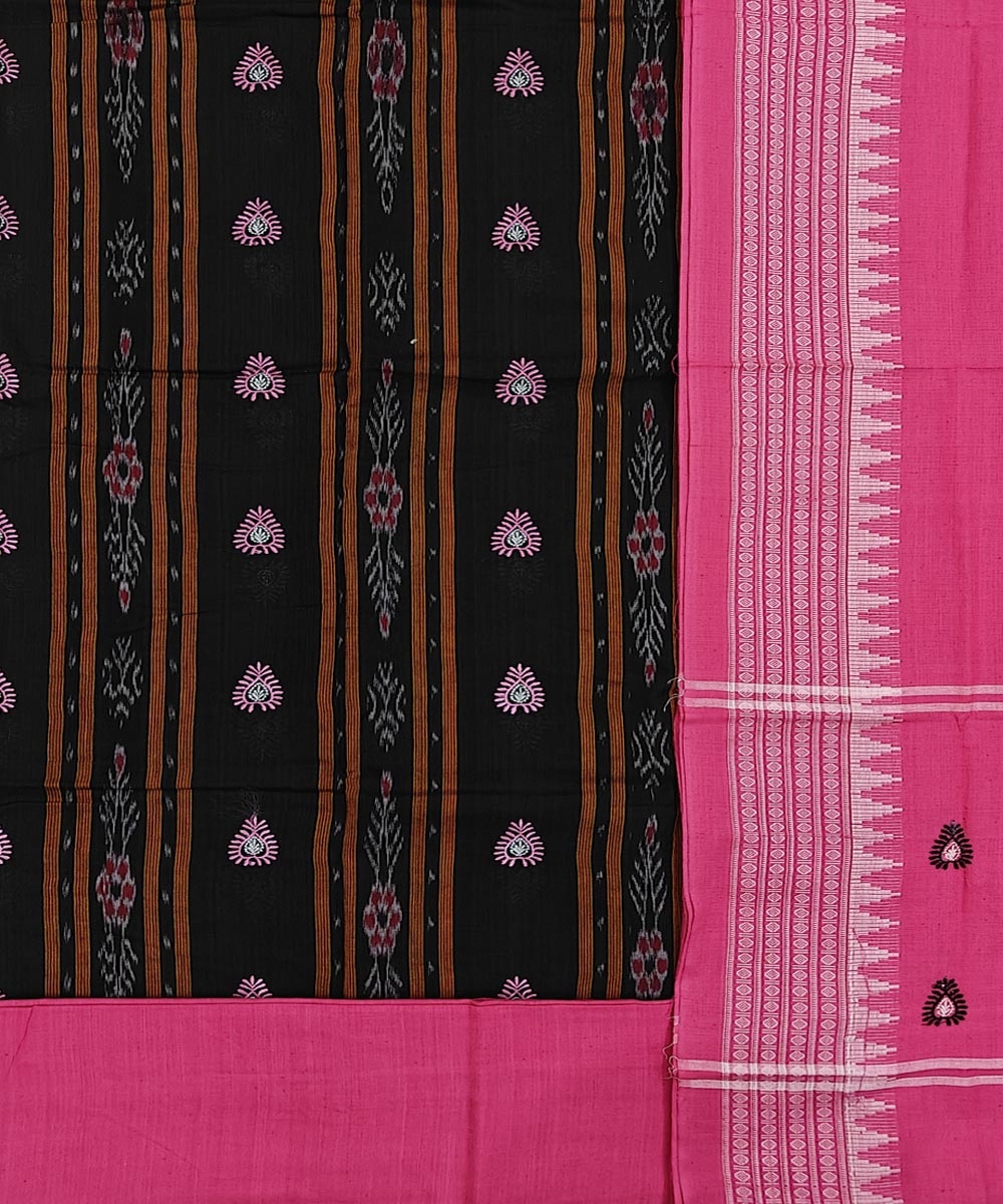 Black Pink Sambalpuri Handwoven Double Ikat Suit Image 2