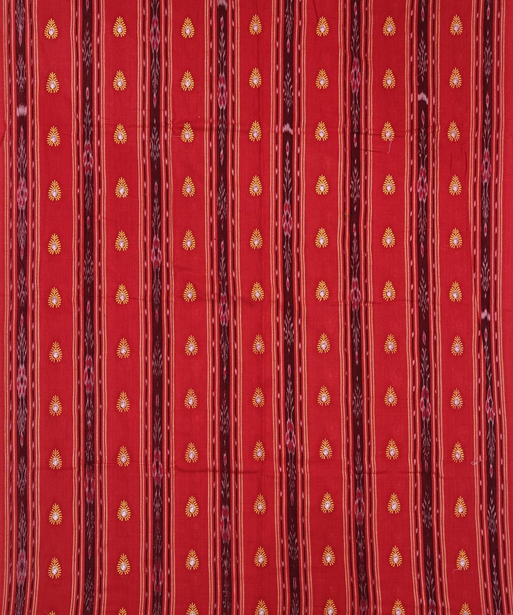 Red Yellow Sambalpuri Handwoven Double Ikat Suit Image 3