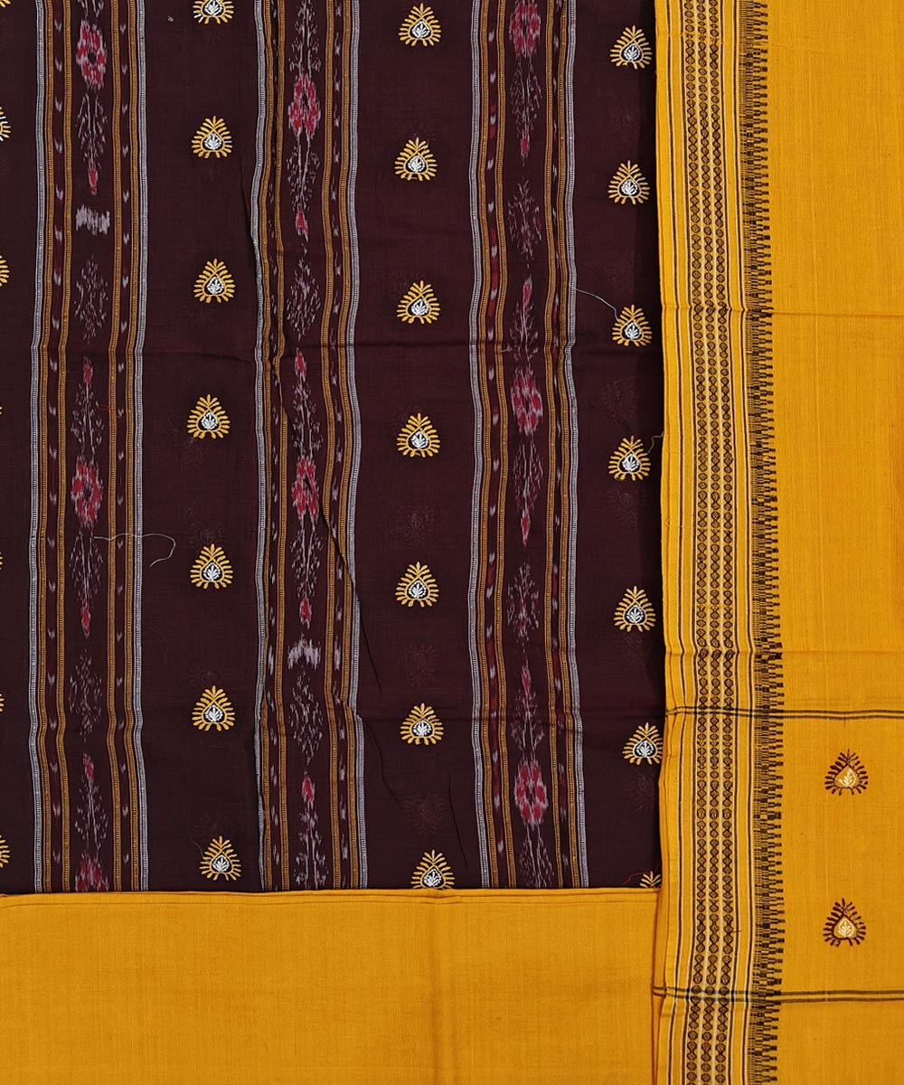 Maroon Yellow Sambalpuri Handwoven Double Ikat Suit Image 2
