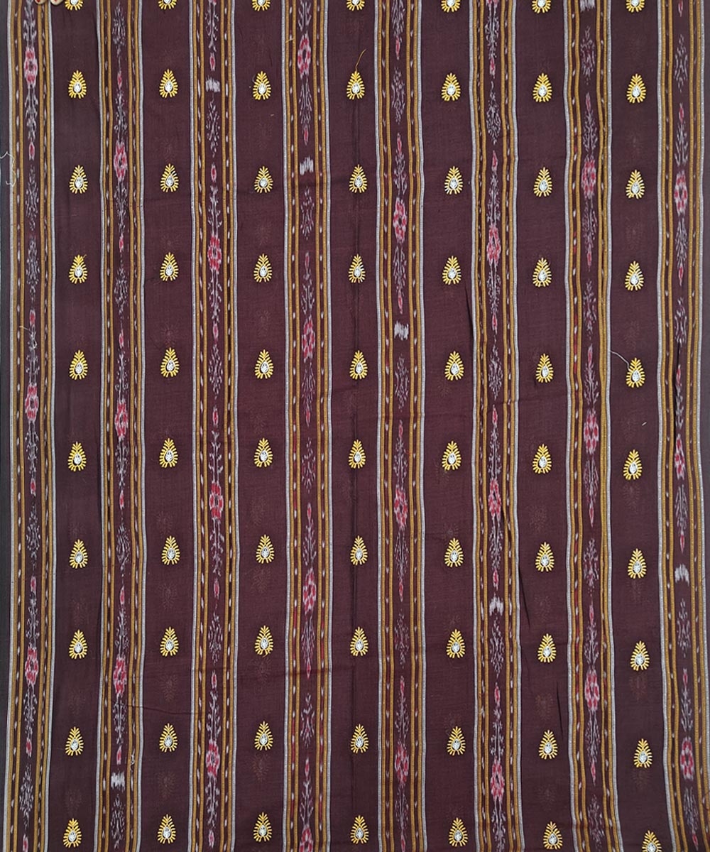 Maroon Yellow Sambalpuri Handwoven Double Ikat Suit Image 3