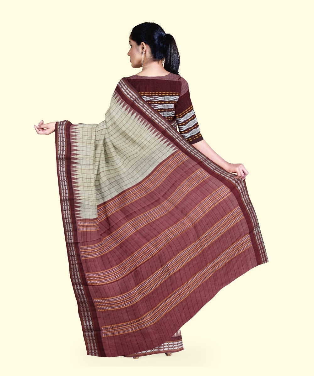 Beige Sambalpuri Handwoven Vidarbha Border Tussar Silk Saree Image 4