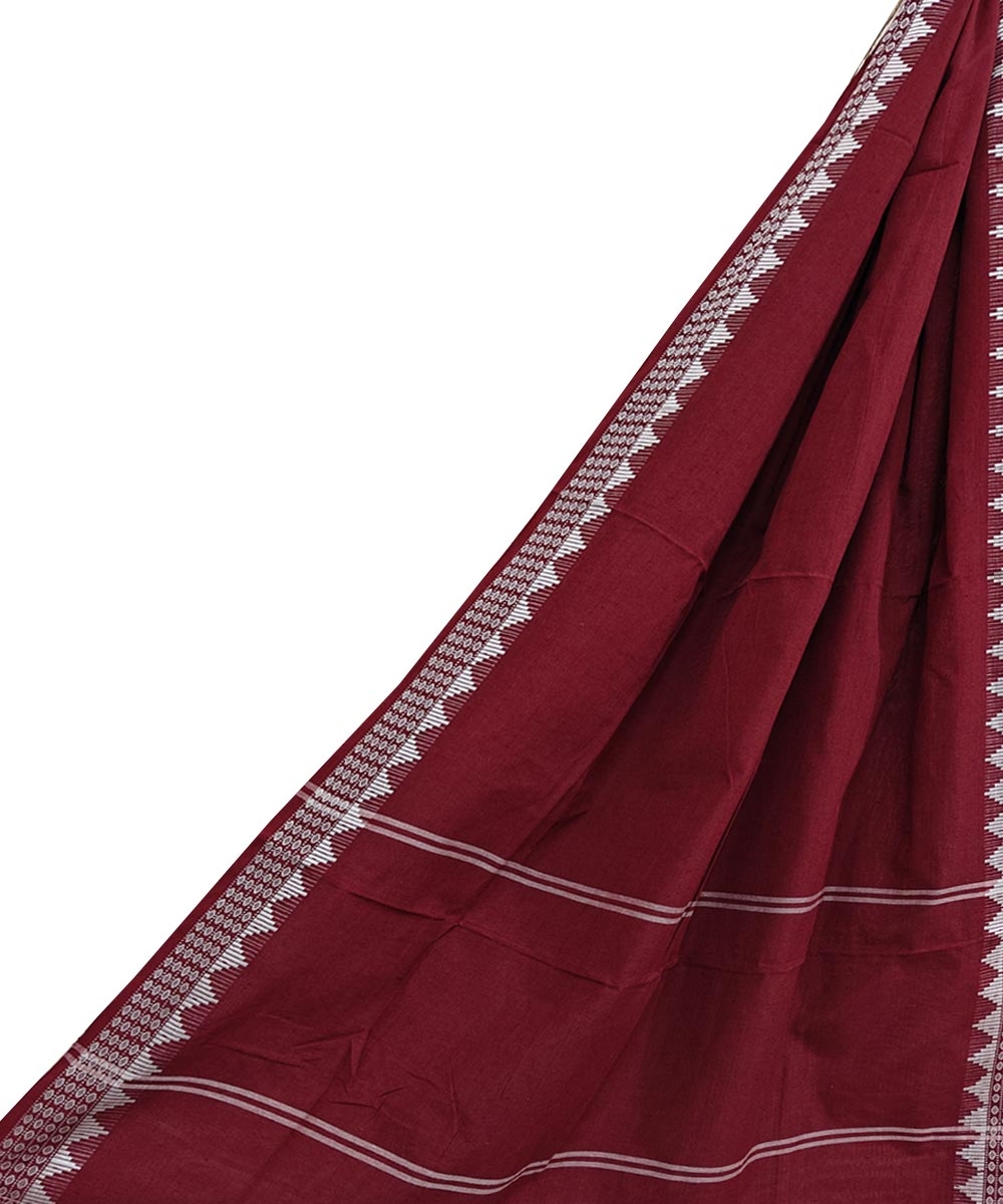 Maroon Sambalpuri Handwoven Single Ikat Cotton Dupatta Image 1