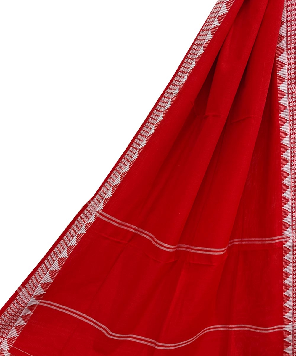 Red Sambalpuri Handwoven Single Ikat Cotton Dupatta Image 1