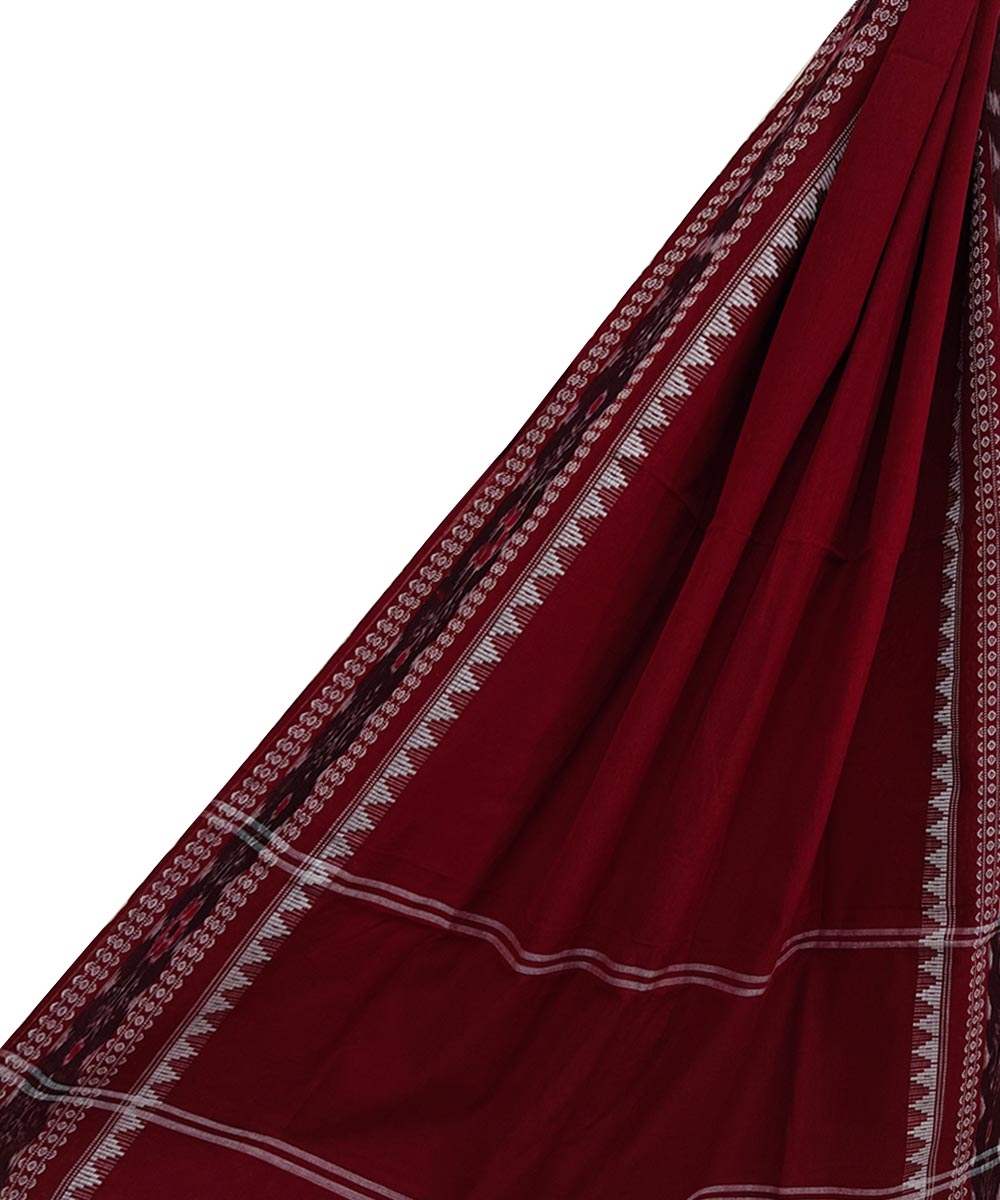 Maroon Sambalpuri Handwoven Single Ikat Cotton Dupatta Image 1