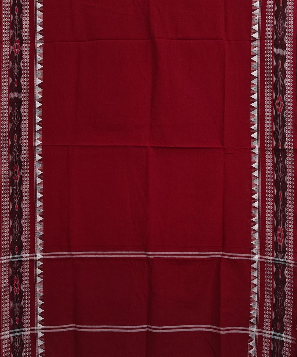 Maroon Sambalpuri Handwoven Single Ikat Cotton Dupatta Image 2