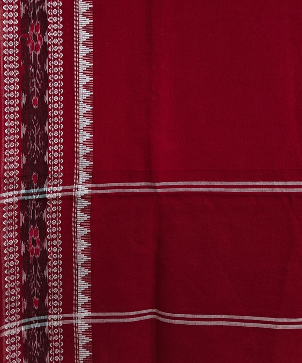 Maroon Sambalpuri Handwoven Single Ikat Cotton Dupatta Image 3