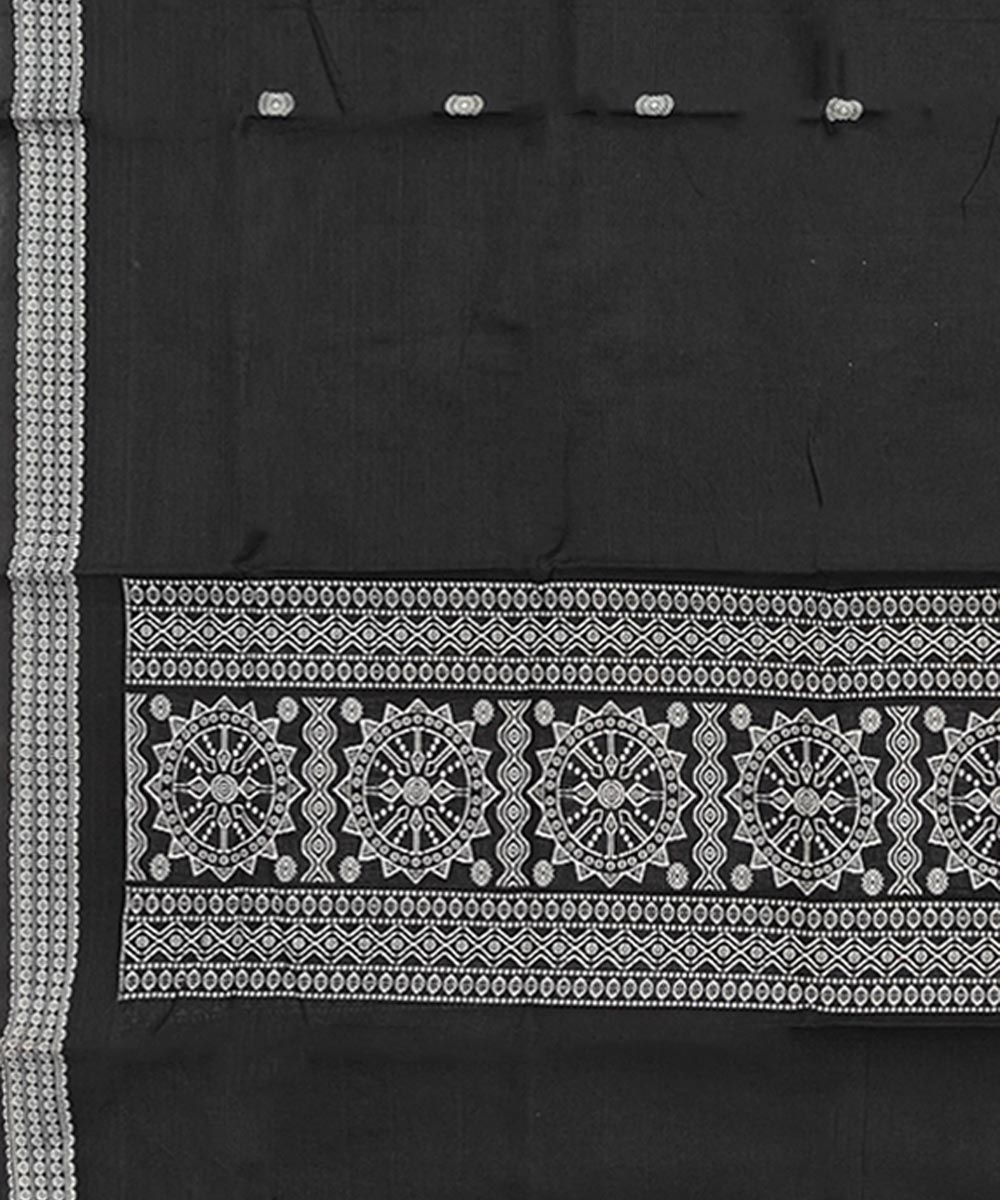 Black Sambalpuri Handwoven Cotton Dupatta Image 3