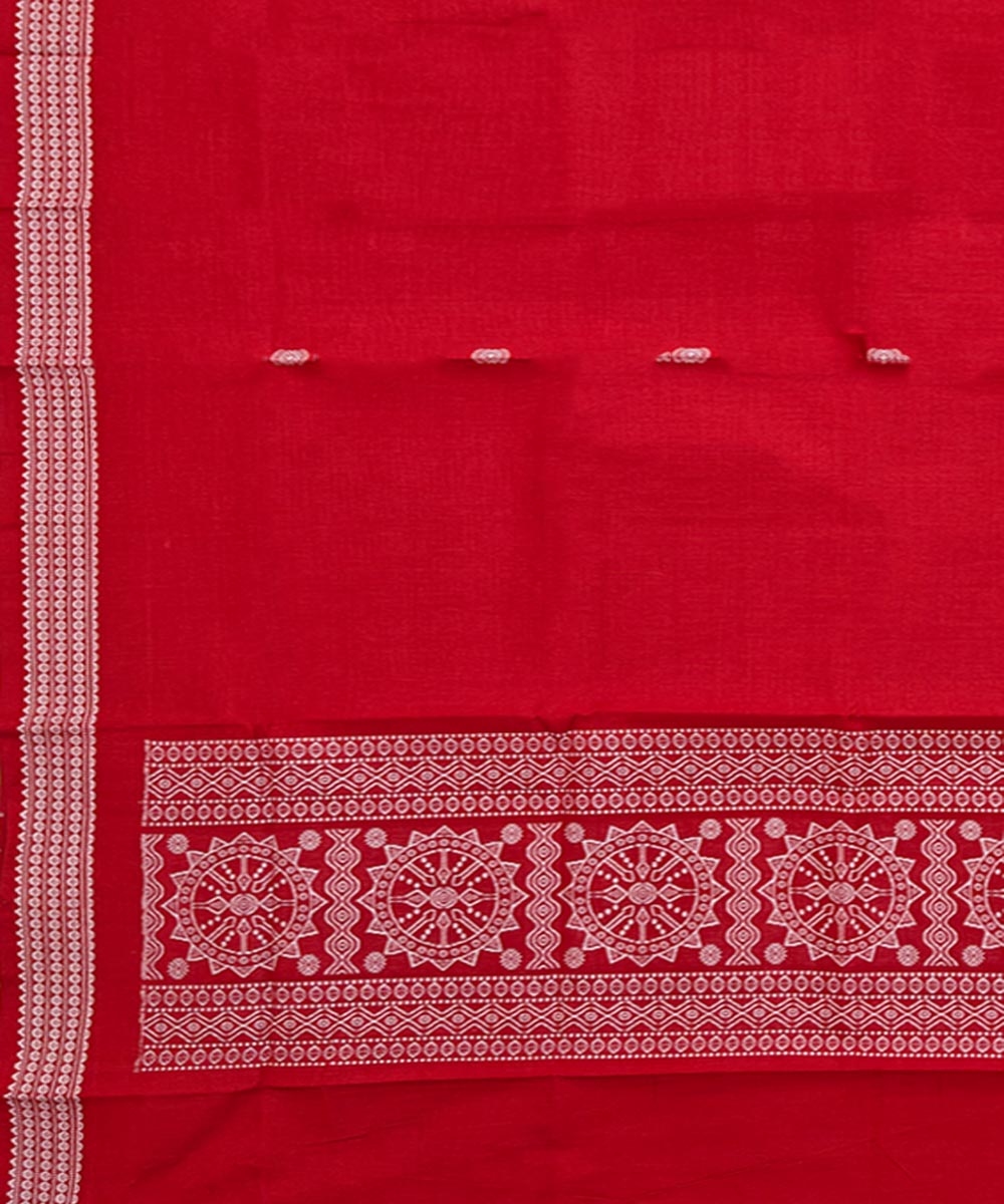 Red Sambalpuri Handwoven Cotton Dupatta Image 3