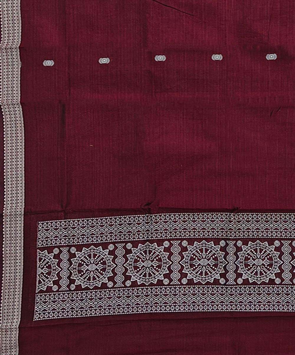 Maroon Sambalpuri Handwoven Cotton Dupatta Image 3