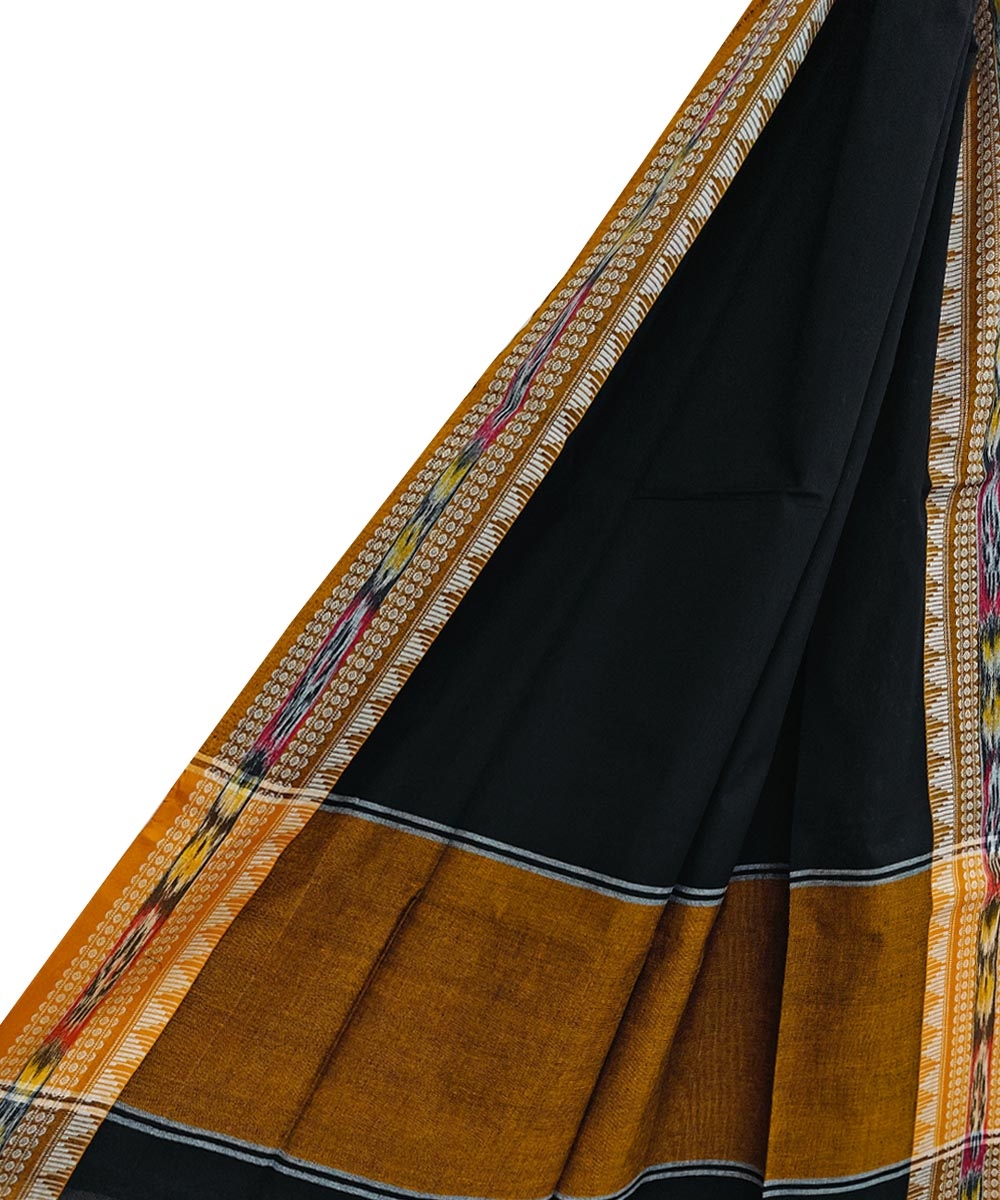 Black Sambalpuri Handwoven Single Ikat Cotton Dupatta Image 1