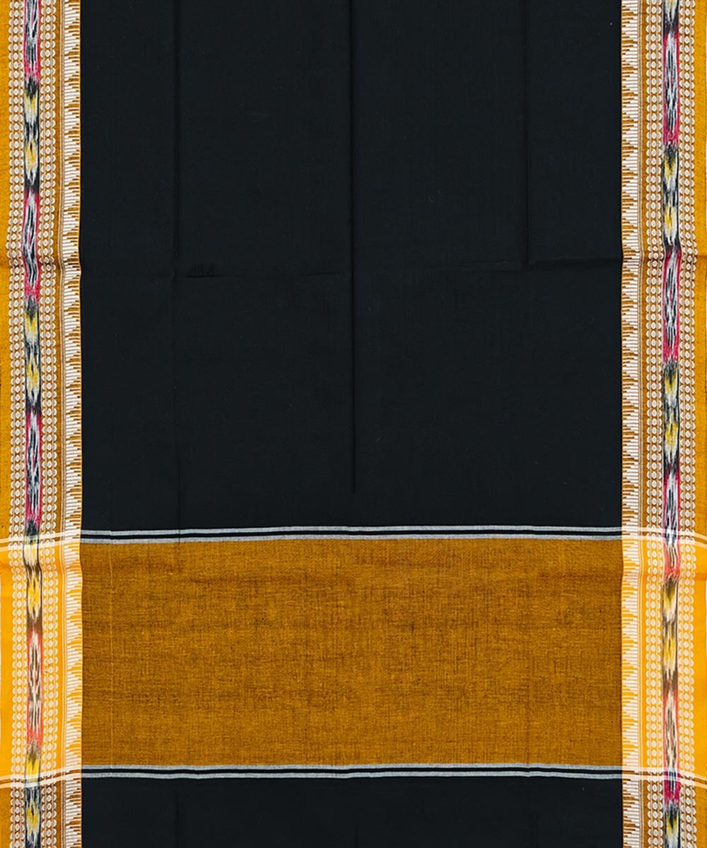 Black Sambalpuri Handwoven Single Ikat Cotton Dupatta Image 2