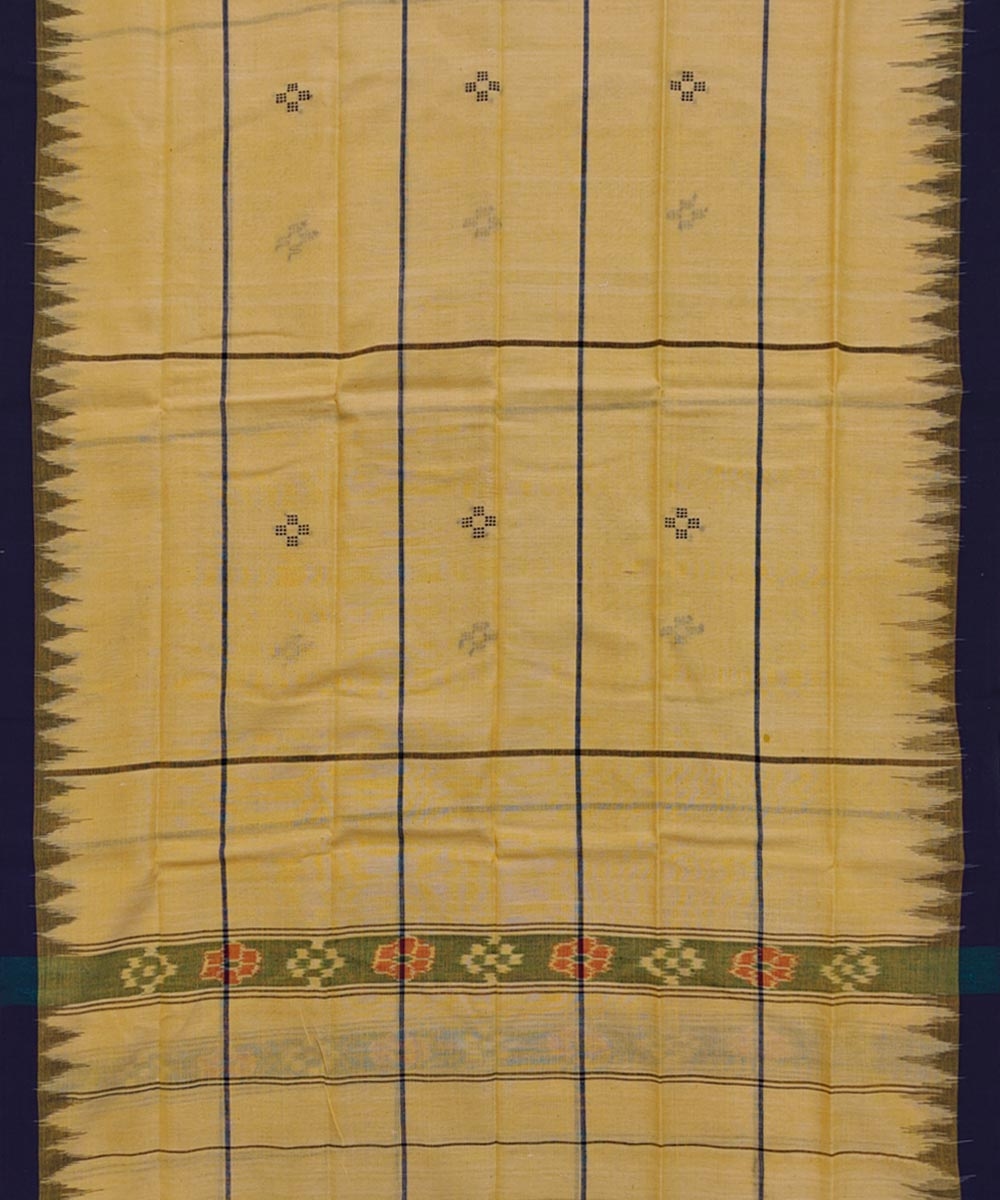 Yellow Blue Sambalpuri Handwoven Cotton Gamuchha Image 3