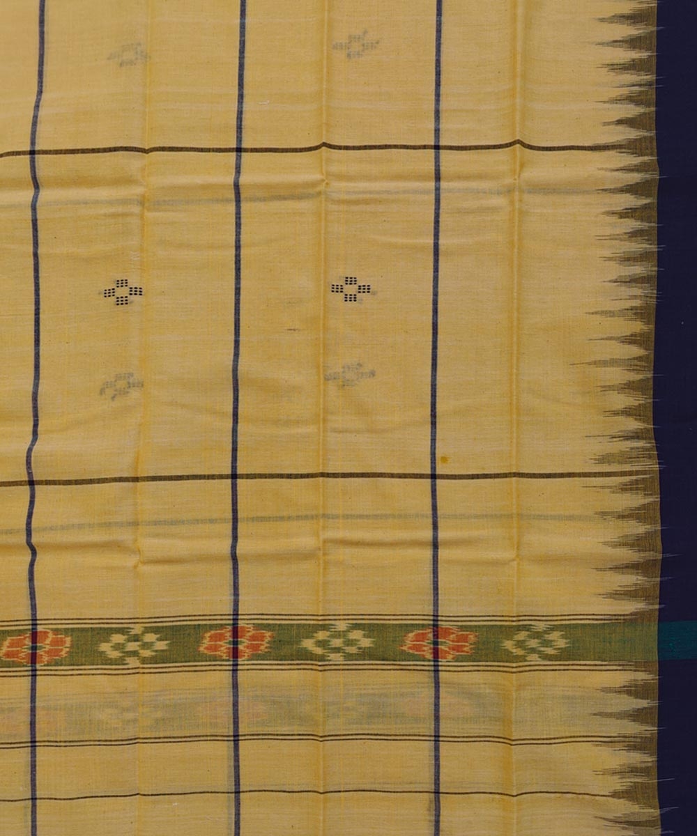 Yellow Blue Sambalpuri Handwoven Cotton Gamuchha Image 4