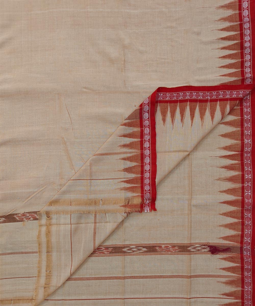 Beige Red Sambalpuri Handwoven Cotton Gamuchha Image 1