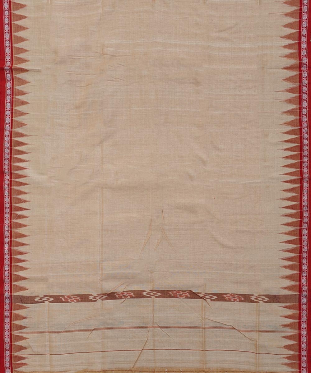 Beige Red Sambalpuri Handwoven Cotton Gamuchha Image 3