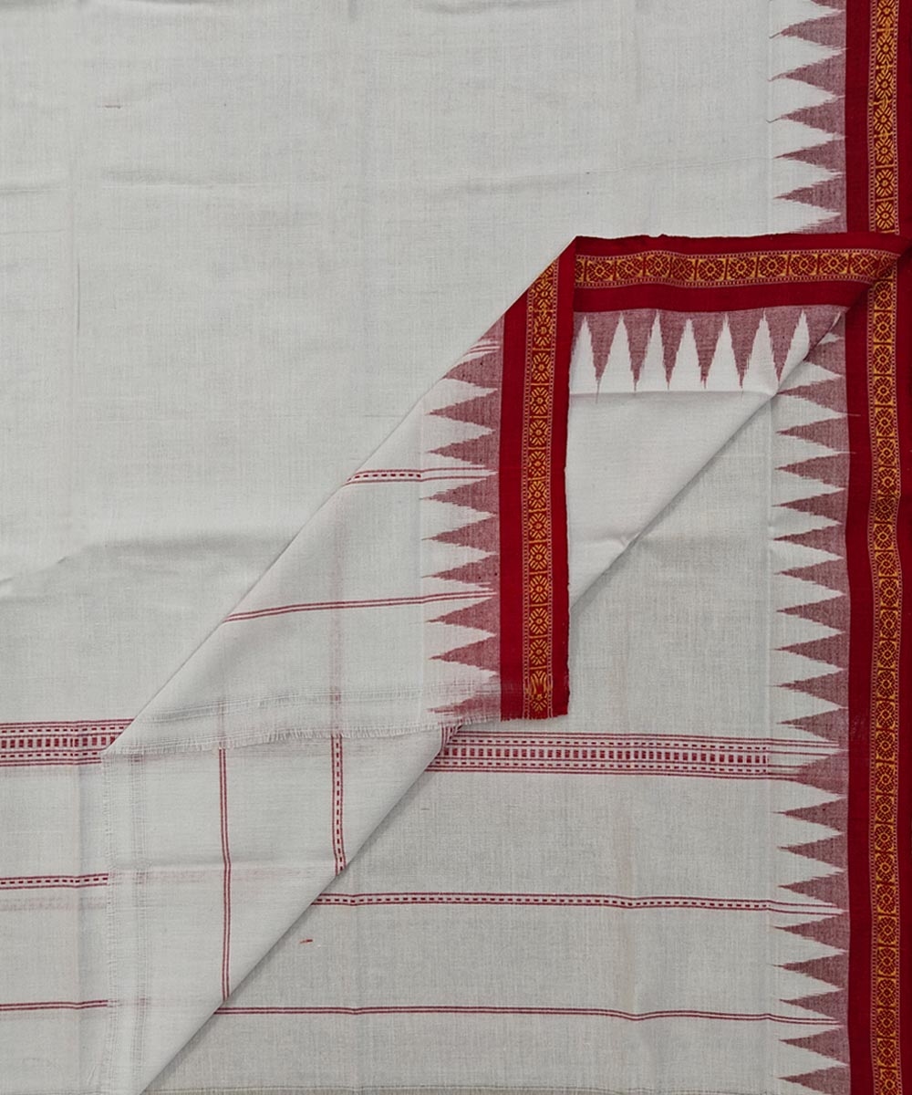 White Sambalpuri Handwoven Cotton Gamuchha Image 1