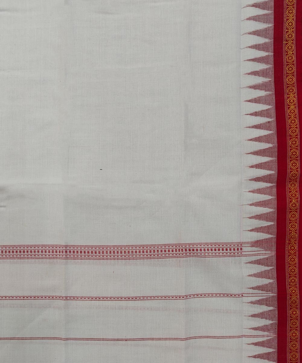 White Sambalpuri Handwoven Cotton Gamuchha Image 4