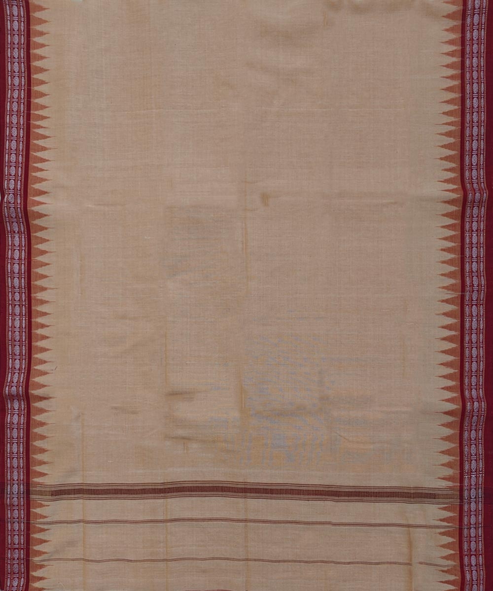 Beige Maroon Sambalpuri Handwoven Cotton Gamuchha Image 3