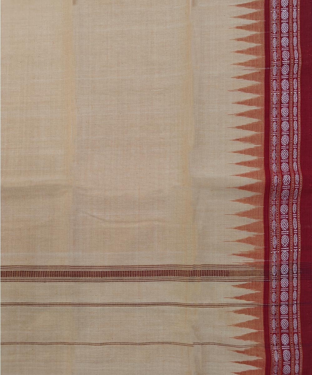 Beige Maroon Sambalpuri Handwoven Cotton Gamuchha Image 4