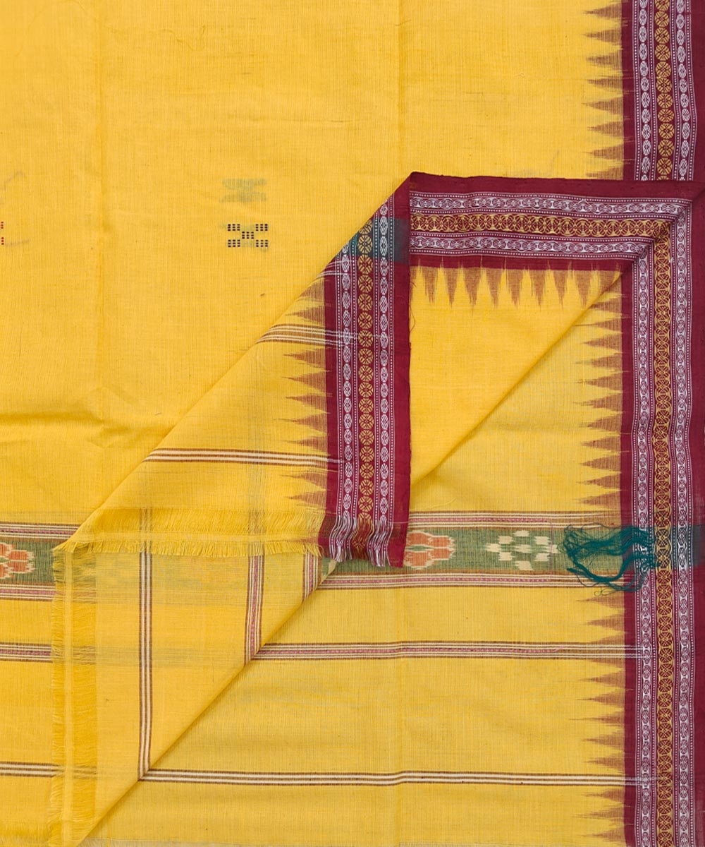 Yellow Maroon Sambalpuri Handwoven Cotton Gamuchha Image 1