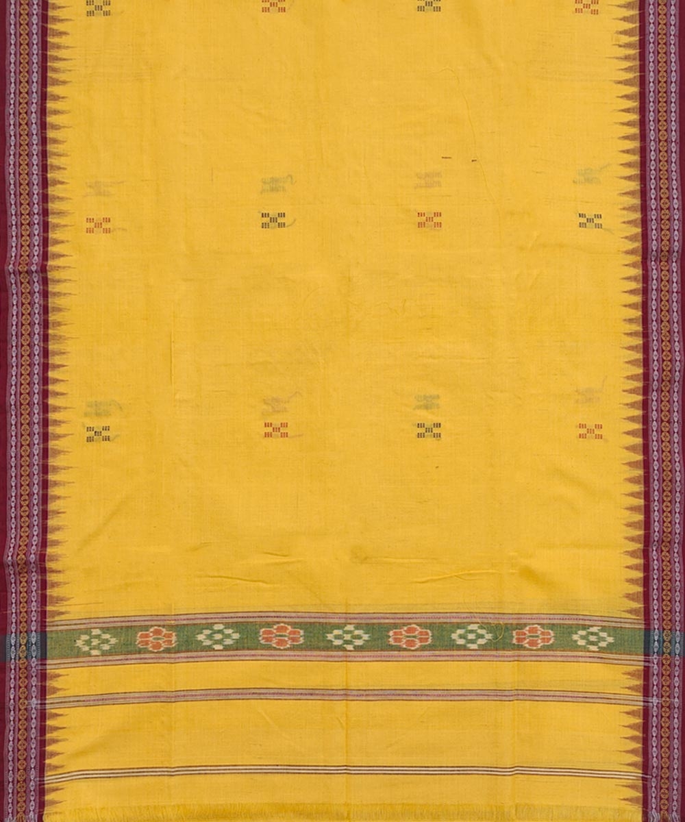 Yellow Maroon Sambalpuri Handwoven Cotton Gamuchha Image 3