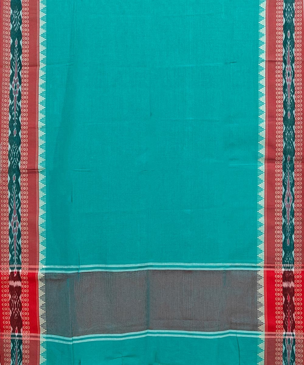 Green Red Sambalpuri Handwoven Single Ikat Cotton Dupatta Image 2