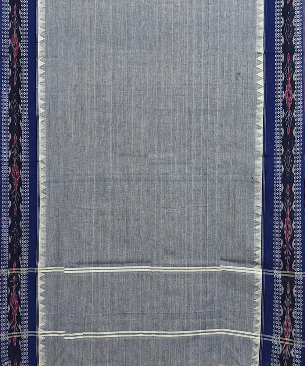 Gray Blue Sambalpuri Handwoven Single Ikat Cotton Dupatta Image 2