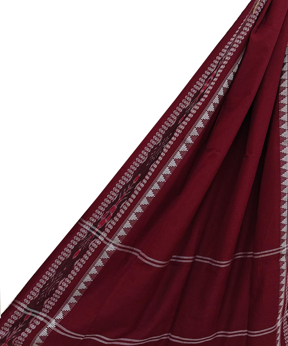 Maroon Sambalpuri Handwoven Single Ikat Cotton Dupatta Image 1
