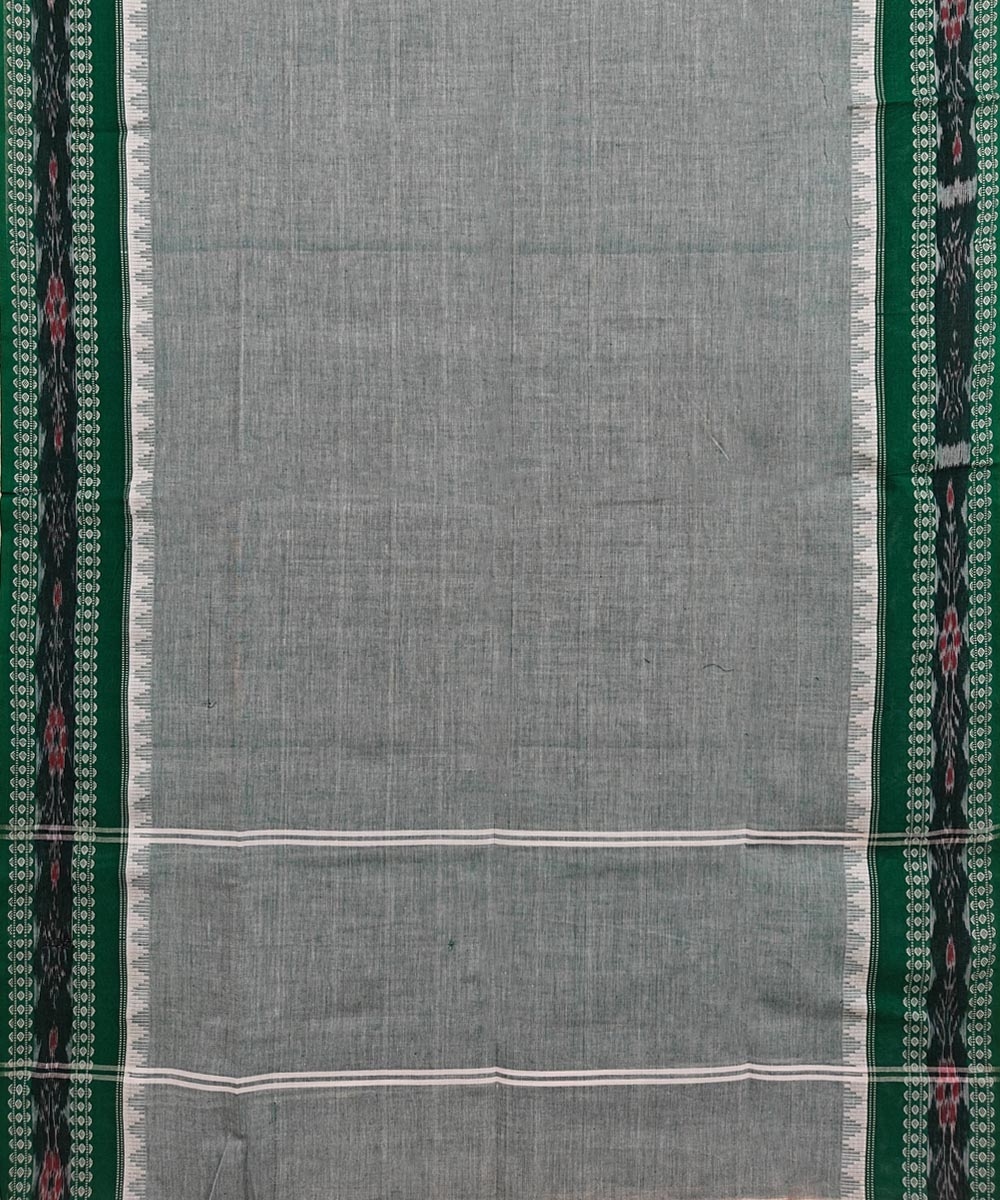 Gray Green Sambalpuri Handwoven Single Ikat Cotton Dupatta Image 2