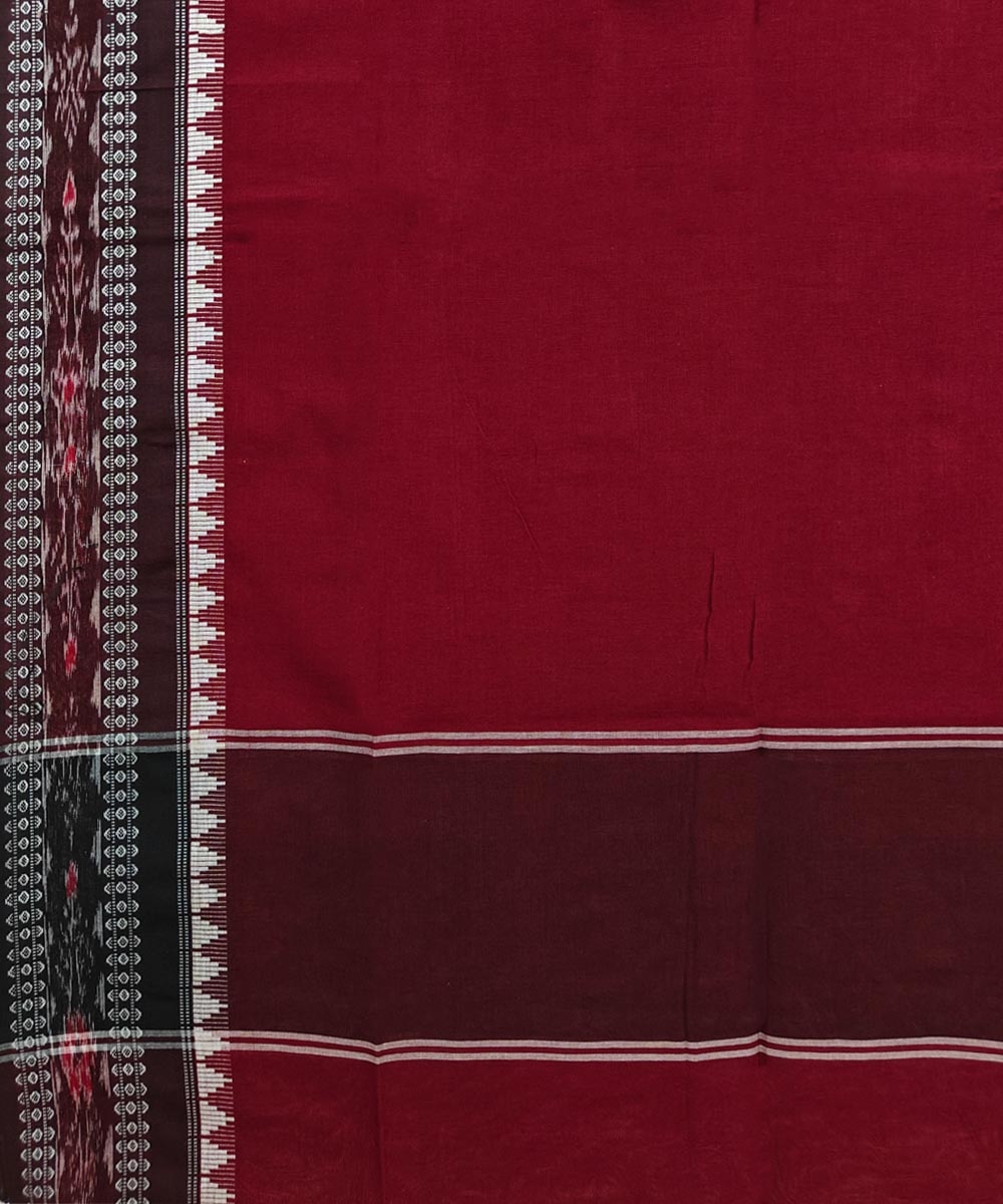 Maroon Black Sambalpuri Handwoven Single Ikat Cotton Dupatta Image 3