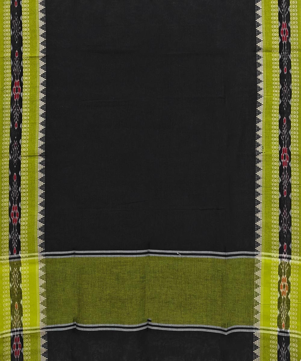 Black Green Sambalpuri Handwoven Single Ikat Cotton Dupatta Image 2