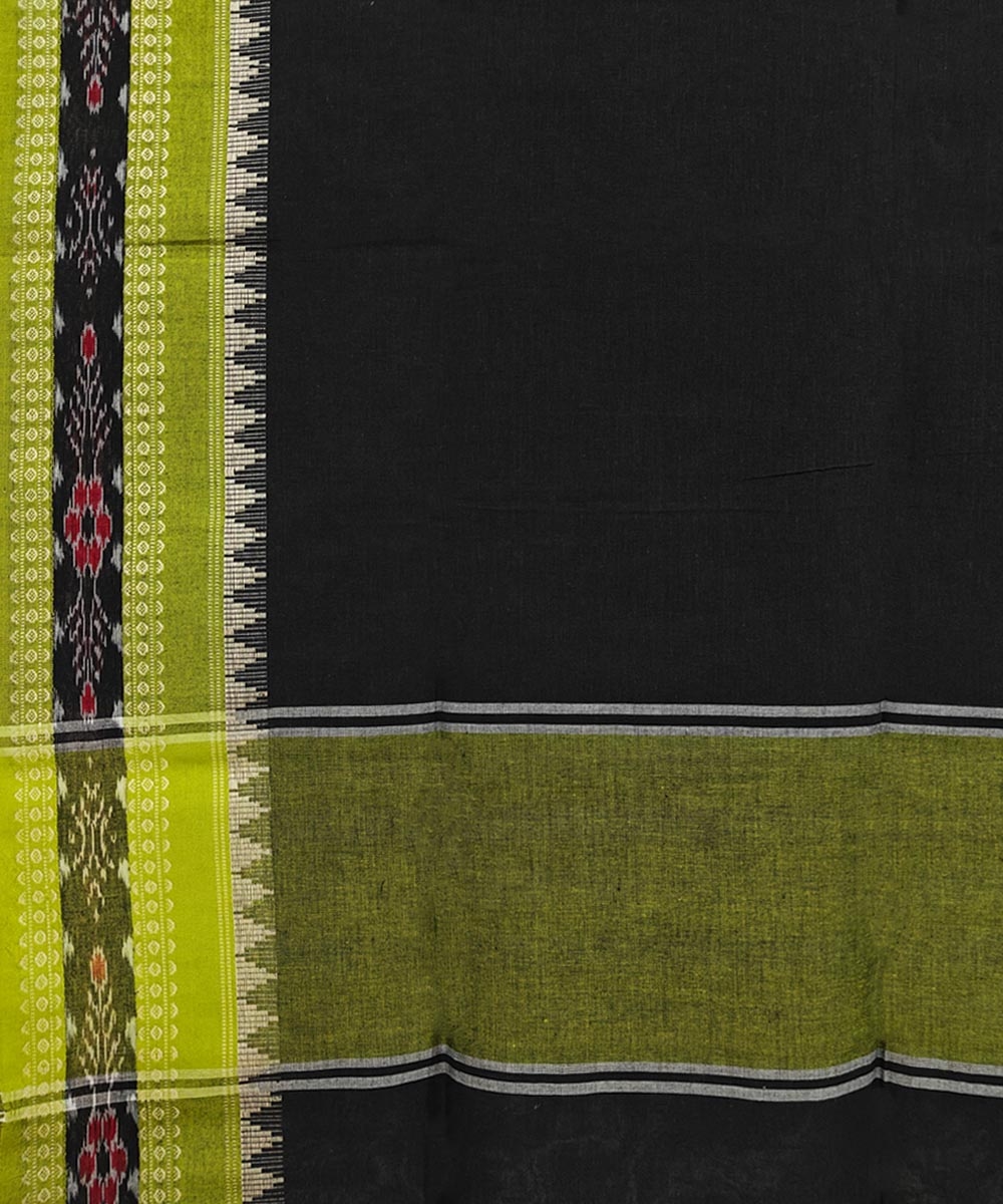 Black Green Sambalpuri Handwoven Single Ikat Cotton Dupatta Image 3